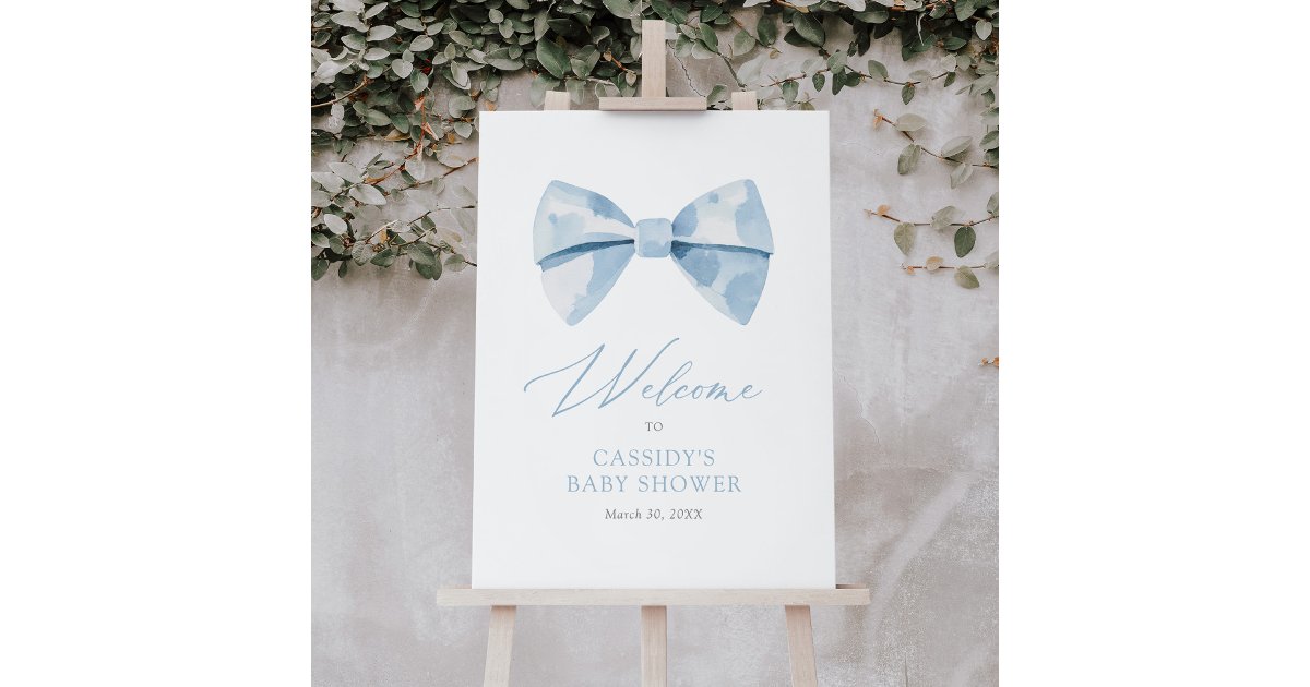 Blue Bowtie Boy Baby Shower Welcome Sign | Zazzle
