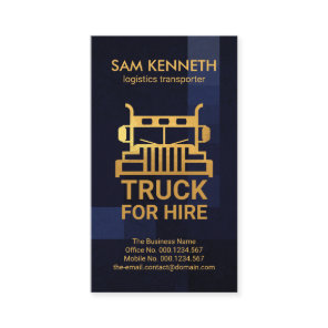 Blue Box Grunge Gold Front Faced Truck Transporter Business Card
