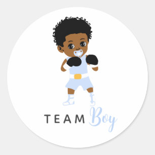 Blue Boxing Team Boy Sticker for Gender Reveal