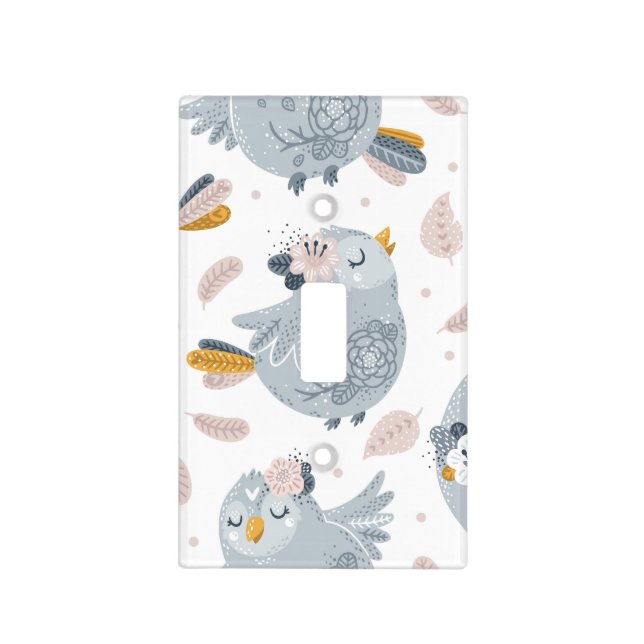 Blue Boy Baby Bird Nursery | Light Switch Cover (Front)