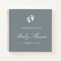 Blue Boy Baby Footprint Baby Shower Guest Book
