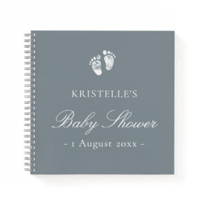 Blue Boy Baby Footprint Baby Shower Guest Book