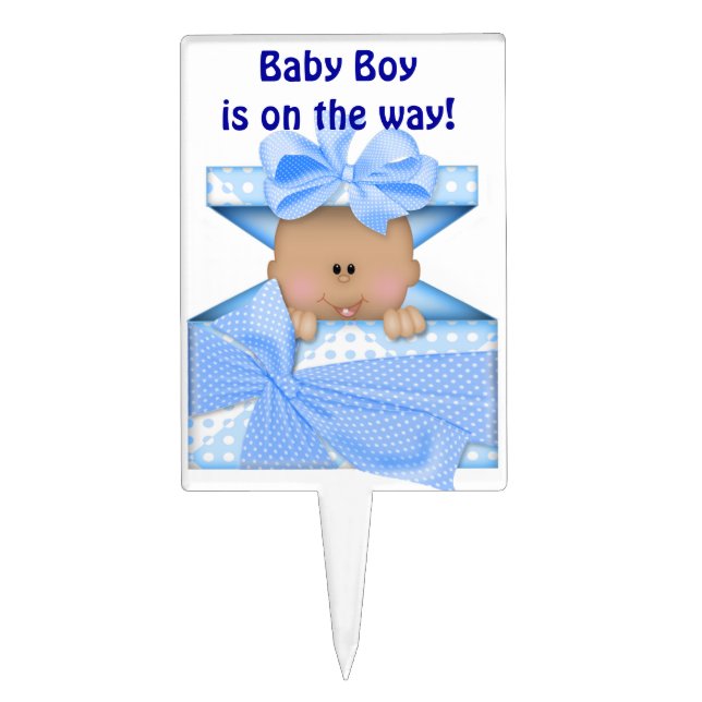 Blue Boy Baby Shower  Cake Cupcake Topper (Front)