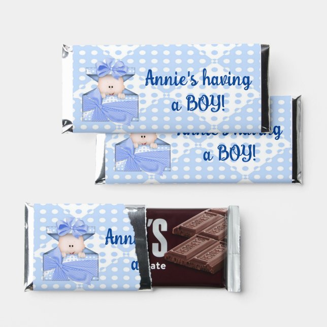 Blue Boy Baby Shower Candy Bar Wrapper Party Favor (Front)