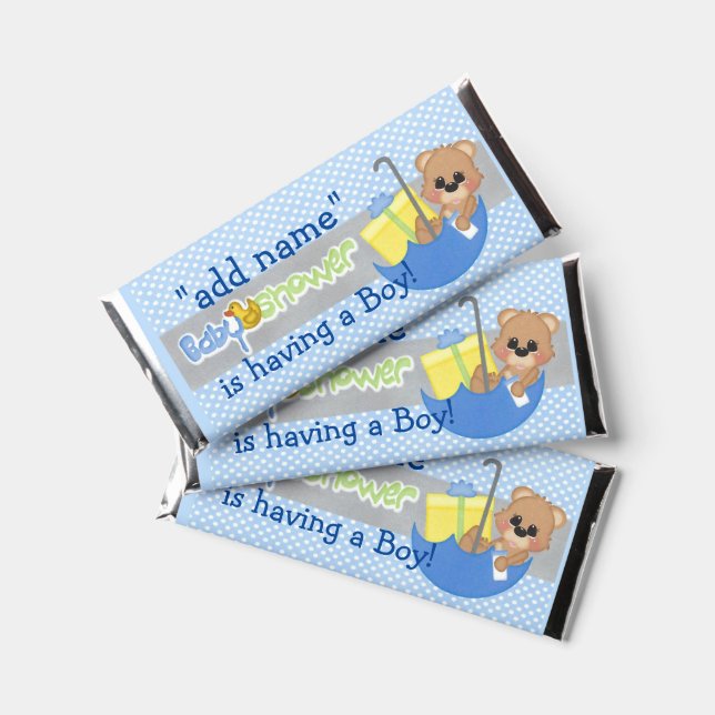 Blue Boy Baby Shower Candy Bar Wrapper Party Favor (Front)