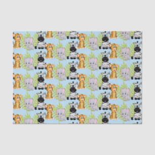 Blue Boy Baby Shower Cute Safari Jungle Animals Tissue Paper