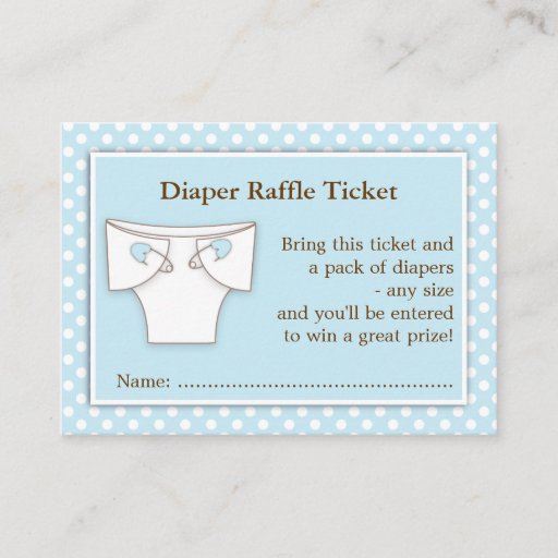 Customizable Blue Boy Baby Shower Diaper Raffle Ticket Insert Business Cards