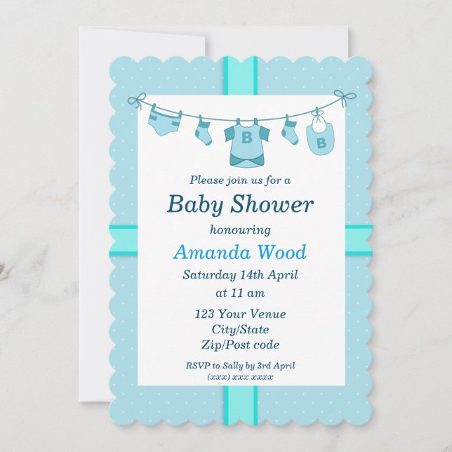 Blue Boy Baby Shower Invitation (Front)