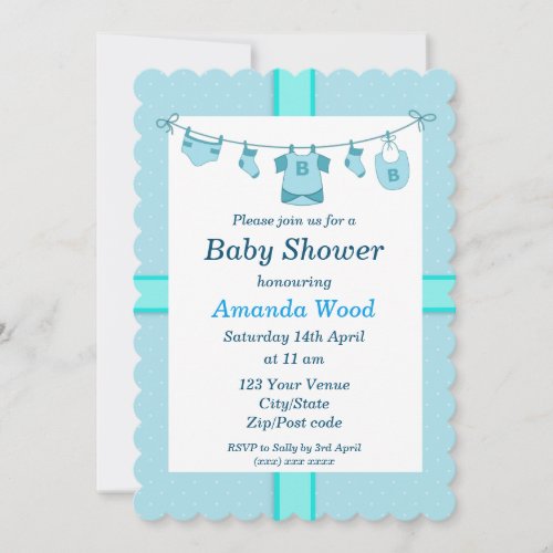 Blue Boy Baby Shower Invitation