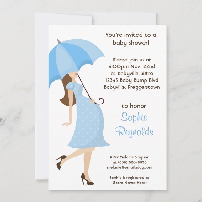 Blue Boy Baby Shower Invitation Modern Mommy (Front)