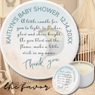 Blue Boy Baby Shower Message Thank You  Mini Candle Favors