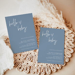 Blue Boy Baby Shower Modern Blue Boy Invitation