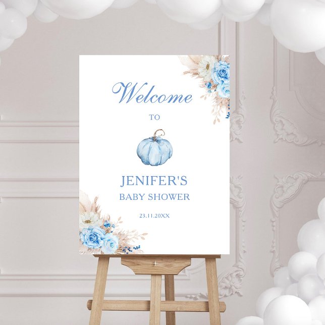 Blue Boy Baby Shower Pumpkin Welcome Sign (Creator Uploaded)