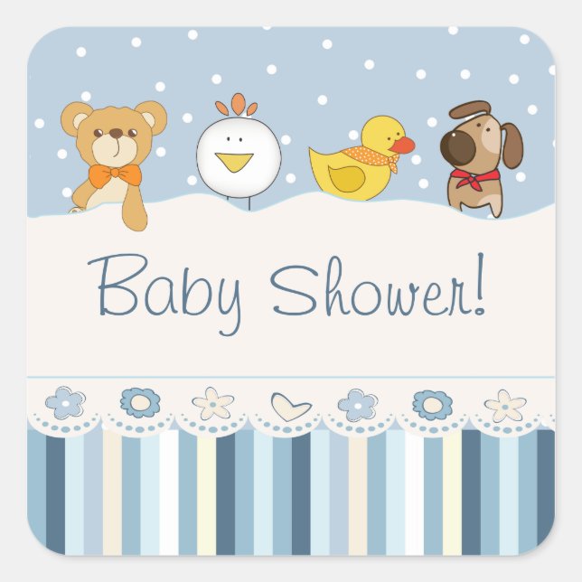 Blue Boy Baby Shower Square Sticker (Front)