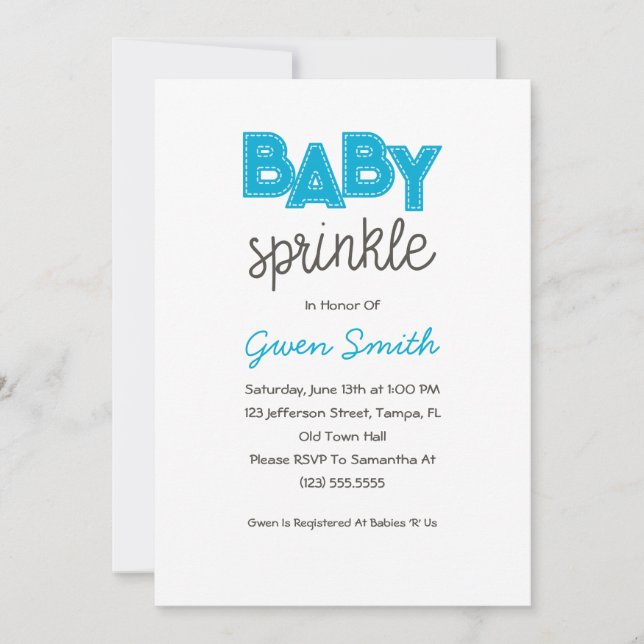 Blue Boy Baby Sprinkle Invitation (Front)