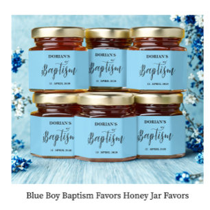 Blue Boy Baptism Favors Honey Jar Favors