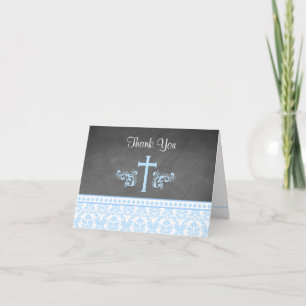 Blue Boy Baptism Folded Thank You Note Cards