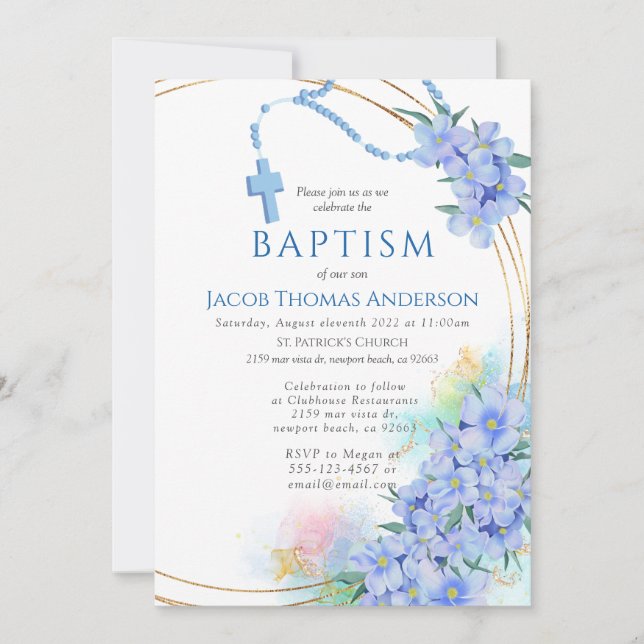 Blue Boy Baptism Invitation  (Front)