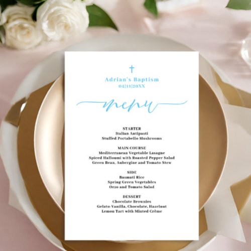 Blue Boy Baptism Menu