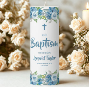 Blue Boy Baptism Pillar Candle