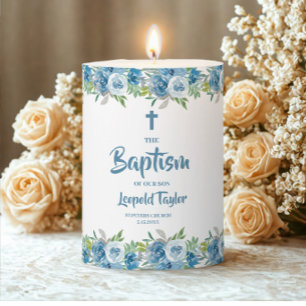 Blue Boy Baptism Pillar Candle