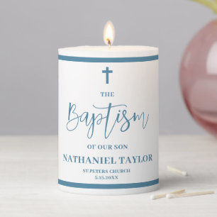 Blue Boy Baptism Pillar Candle