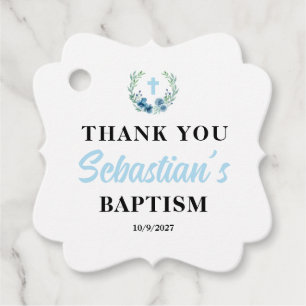 Blue Boy Baptism Square Favor Tags