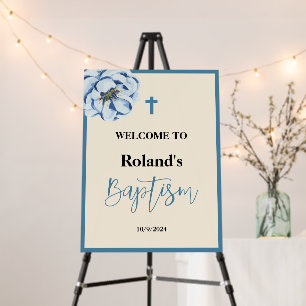 Blue Boy Baptism Welcome Sign Foam Core