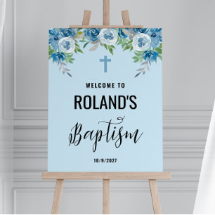 Blue Boy Baptism Welcome Sign Foam Core
