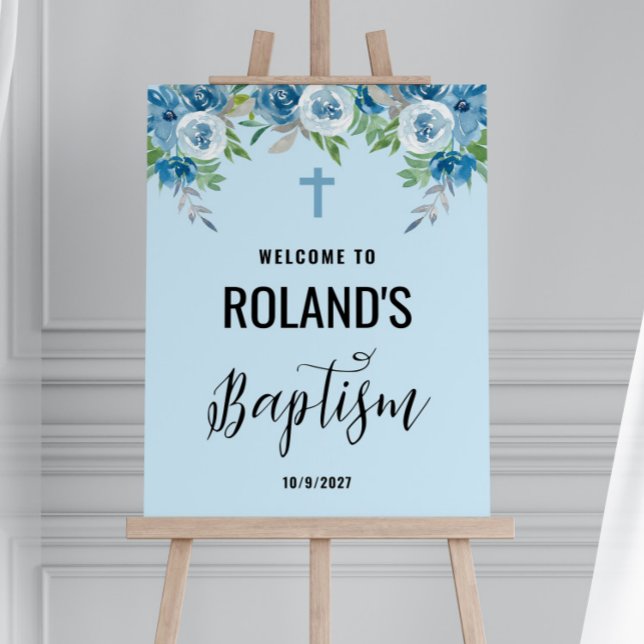 Blue Boy Baptism Welcome Sign Foam Core (Creator Uploaded)