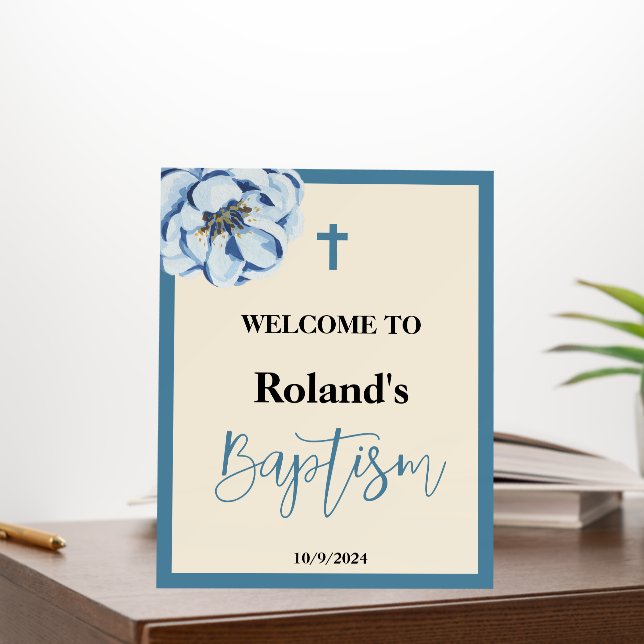 Blue Boy Baptism Welcome Sign Foam Core (In Situ (Office))