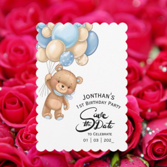 Blue Boy Bear Birthday  Invitation (Creator Uploaded)