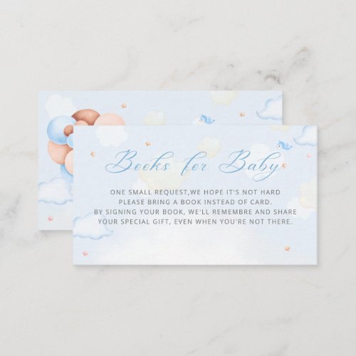 Blue Boy Boho Teddy Bear Balloon Books for Baby Enclosure Card