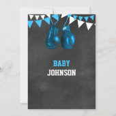 Blue Boy Boxe Boxing Baby Shower Invitations (Back)