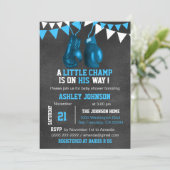 Blue Boy Boxe Boxing Baby Shower Invitations (Standing Front)