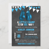 Blue Boy Boxe Boxing Baby Shower Invitations (Front)