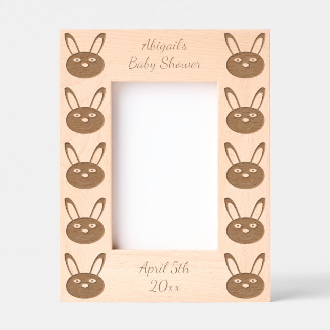 Blue Boy Bunny Face Spring Easter Baby Shower Engraved Frames (Front)