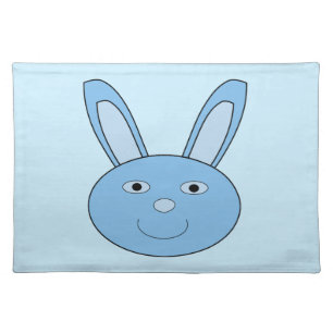 Blue Boy Bunny Face Spring Easter Cloth Placemat