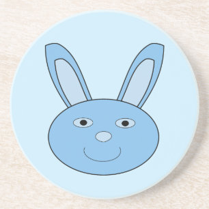Blue Boy Bunny Face Spring Easter Coaster