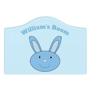 Blue Boy Bunny Face Spring Easter Custom Door Sign