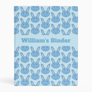 Blue Boy Bunny Face Spring Easter Custom Mini Binder