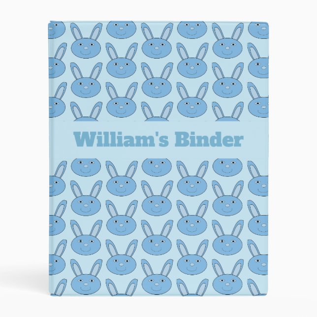 Blue Boy Bunny Face Spring Easter Custom Mini Binder (Front)
