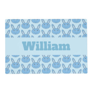 Blue Boy Bunny Face Spring Easter Custom Placemat