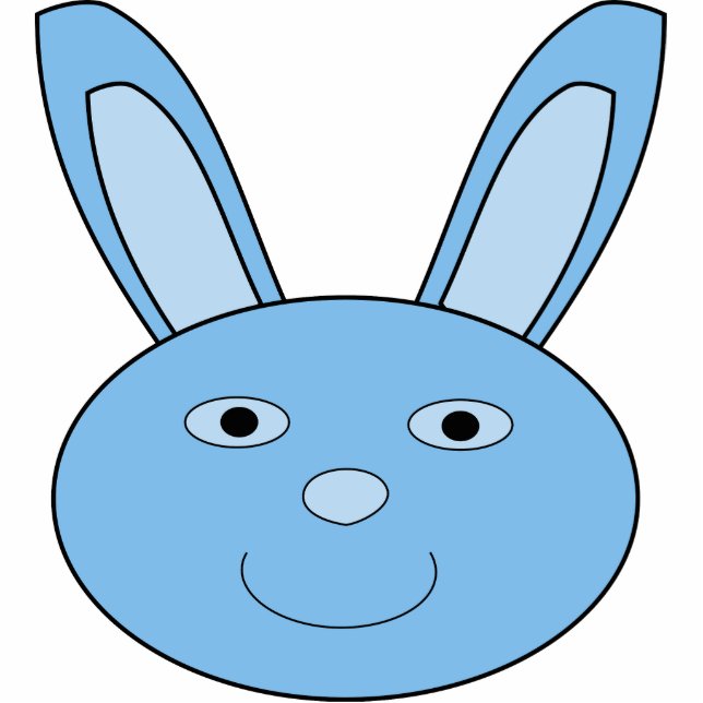 Blue Boy Bunny Face Spring Easter Cutout (Front)