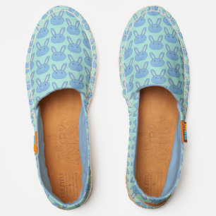 Blue Boy Bunny Face Spring Easter Patterned Espadrilles