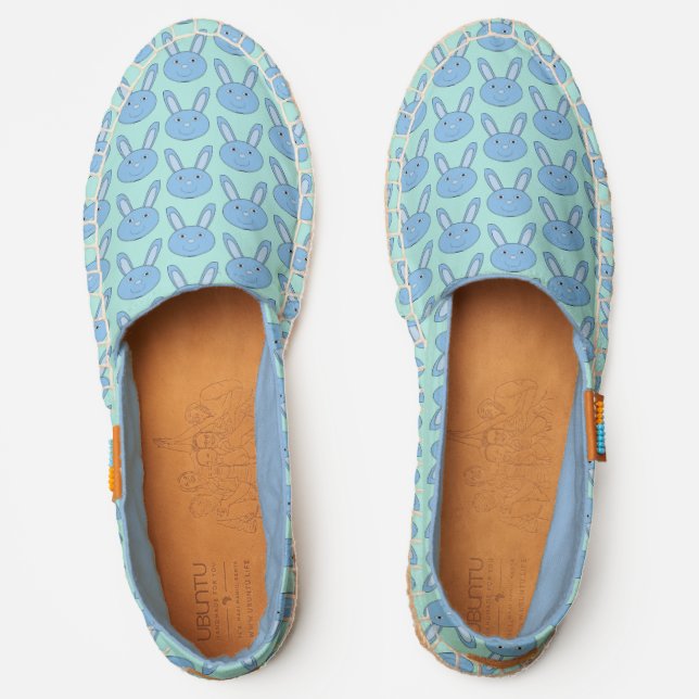 Blue Boy Bunny Face Spring Easter Patterned Espadrilles (Front)
