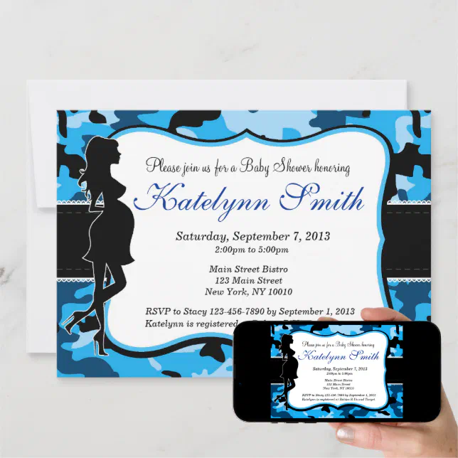 Blue Boy Camouflage Baby Shower Invitation | Zazzle