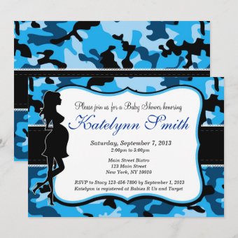 Blue Boy Camouflage Baby Shower Invitation | Zazzle