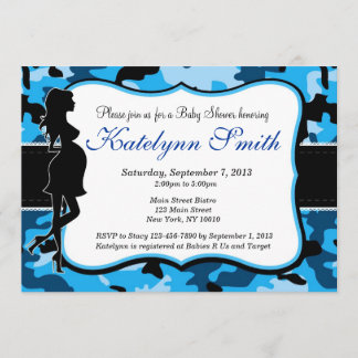 Blue Boy Camouflage Baby Shower Invitation