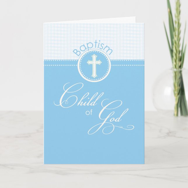 Blue Boy Child of God Baptism Congratulations Card (Front)
